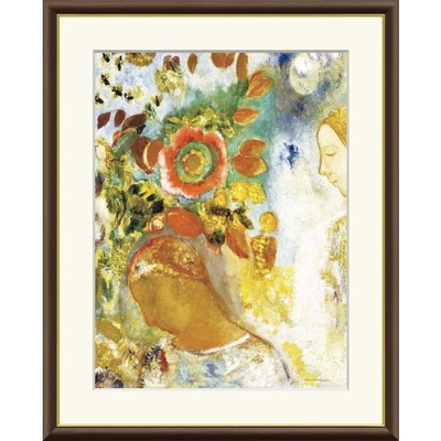世界の名画　花に囲まれた二人の少女　ルドン　F8　61&times;49.5cm　手彩仕上 高精細巧芸美術画