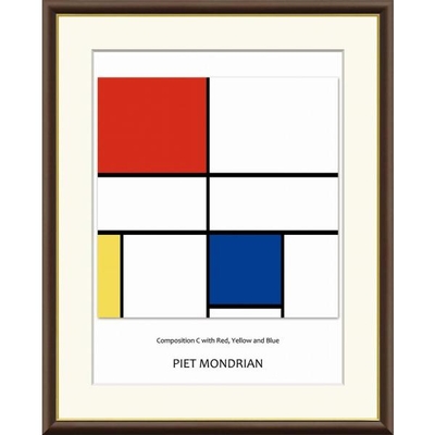 世界の名画　赤・黄・青のコンポジションＣ　モンドリアン　F8　61&times;49.5cm　手彩仕上 高精細巧芸美術画