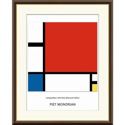 世界の名画　赤・青・黄のコンポジション　モンドリアン　F6　52&times;42cm　手彩仕上 高精細巧芸美術画