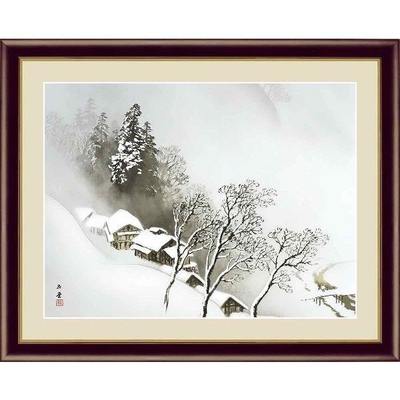 日本の名画　日本画　吹雪　川合玉堂　F4　42&times;34cm　手彩仕上 高精細巧芸美術画