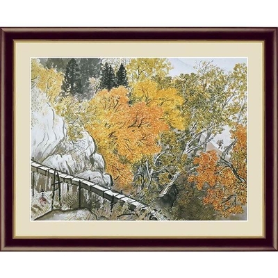日本の名画　日本画　樵径深秋　川合玉堂　F6　52&times;42cm　手彩仕上 高精細巧芸美術画