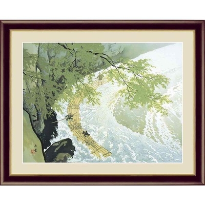 日本の名画　日本画　筏　川合玉堂　F6　52&times;42cm　手彩仕上 高精細巧芸美術画