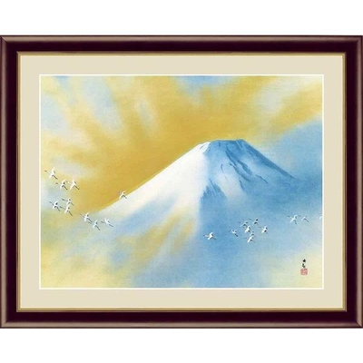 日本の名画　日本画　霊峰飛鶴　横山大観　F4　42&times;34cm　手彩仕上 高精細巧芸美術画