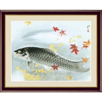 日本の名画　日本画　秋鱗　川端龍子　F4　42&times;34cm　手彩仕上 高精細巧芸美術画