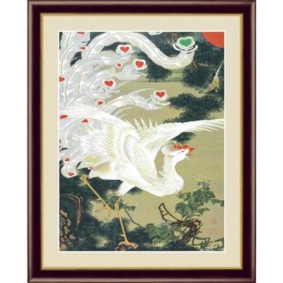 日本の名画　日本画　老松白鳳図　伊藤若冲　F4　42&times;34cm　手彩仕上 高精細巧芸美術画
