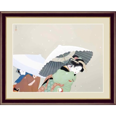 日本の名画　日本画　牡丹雪　上村松園　F6　52&times;42cm　手彩仕上 高精細巧芸美術画