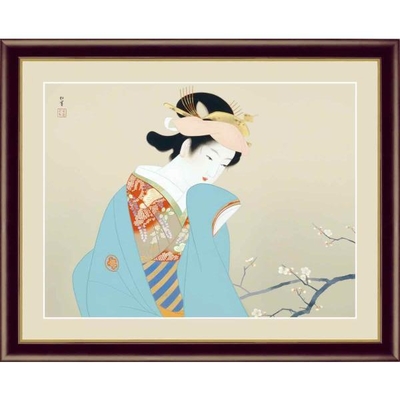 日本の名画　日本画　春芳　上村松園　F6　52&times;42cm　手彩仕上 高精細巧芸美術画
