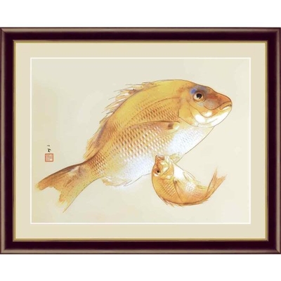 日本の名画　日本画　海幸　竹内栖鳳　F4　42&times;34cm　手彩仕上 高精細巧芸美術画