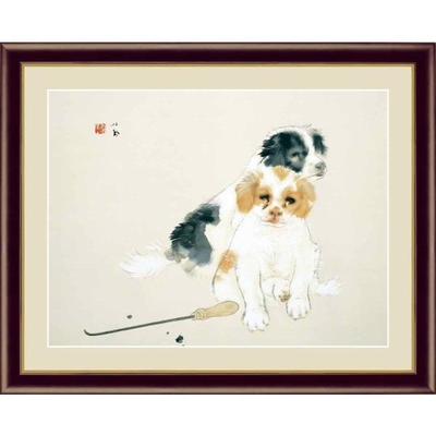 日本の名画　日本画　爐邊　竹内栖鳳　F4　42&times;34cm　手彩仕上 高精細巧芸美術画