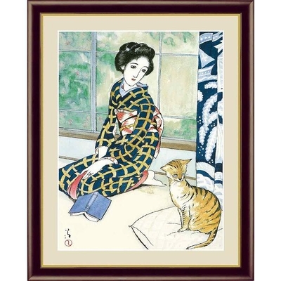 日本の名画　日本画　晩春　竹久夢二　F6　52&times;42cm　手彩仕上 高精細巧芸美術画