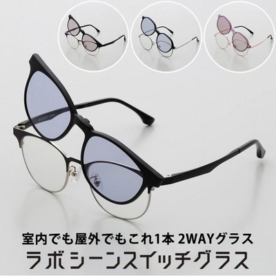 ラボシーンスイッチグラス　東海光学　2WAY　メガネ　サングラス　紫外線カット　UVカット　ブルーライトカット　ブルーカット　眼鏡　伊達メガネ　度なし