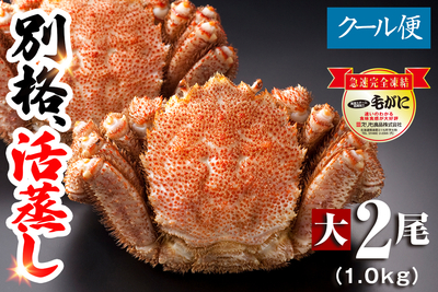 【名物】北海道産 活蒸し毛蟹 大2尾（1.0kg）