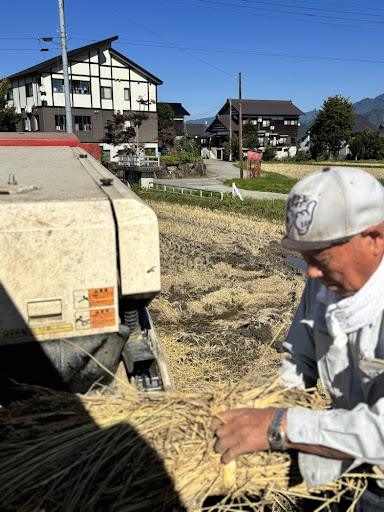 のどかな田園風景と農作業