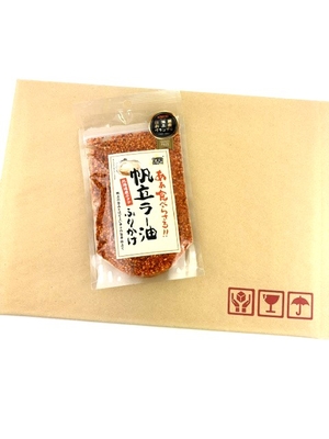 【メール便】帆立ラー油ふりかけ 60g 北海道お土産グランプリ金賞 北海道産帆立貝ひも使用 ガーリックパウダー ご飯のお供 辛い あぁ食べらさる!!【送料込】