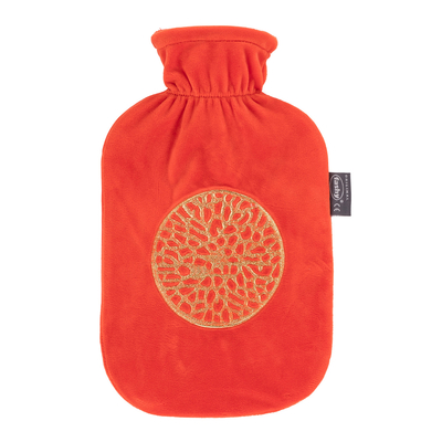 デラックスカバー湯たんぽ クレストオレンジ(替えカバー付)