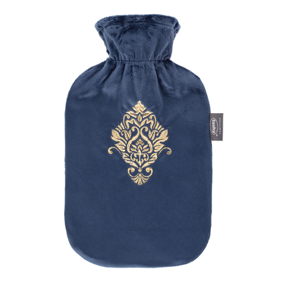 デラックスカバー湯たんぽ クレストブルー(替えカバー付)