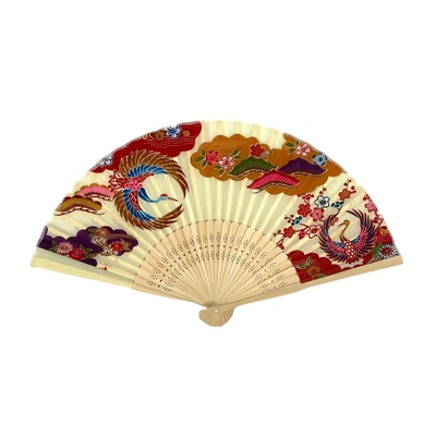 シルク扇子(鶴柄)