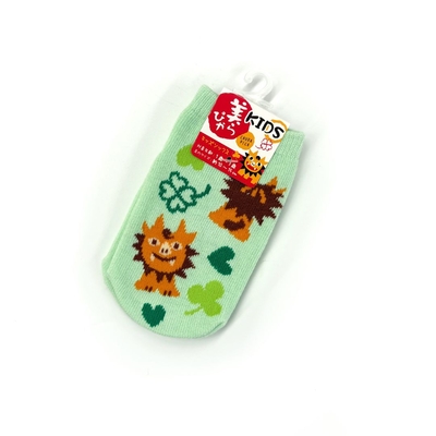 美らぴかソックスKIDS/シーサー/緑(約10～15cm)