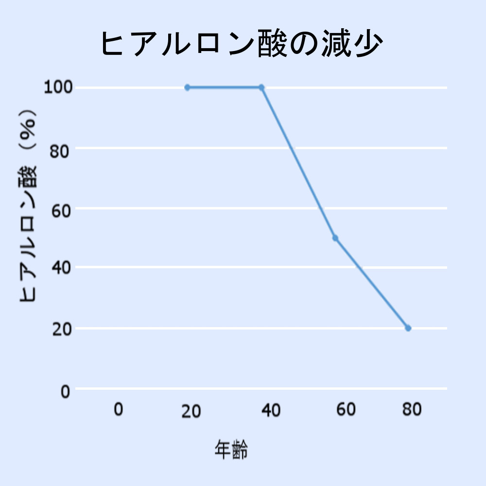 ヒアルロン酸が歳を重ねることに減少