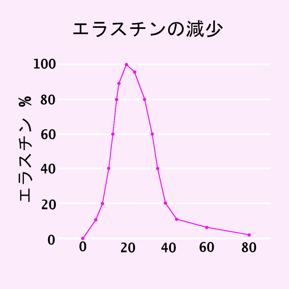 エラスチが歳を重ねることに減少