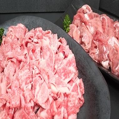 宮崎牛＆Mの国黒豚切り落としセット　各400g