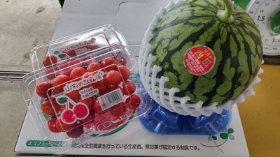 🍒🍉送料無料【期間限定】【ネット限定】どこよりも早いハウスモノの尾花沢小玉すいか＋さくらんぼんセット※コンビニ決済不可