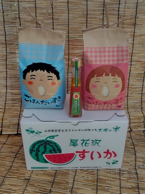 夏の名残お試しセット【お米2袋＋すいかドレッシング1本】送料無料、随時発送