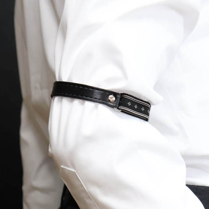 アームバンド メンズ ブラック レザー シルビア 日本製 袖上げ ワイシャツ Nomura ｎｏｍｕｒａ