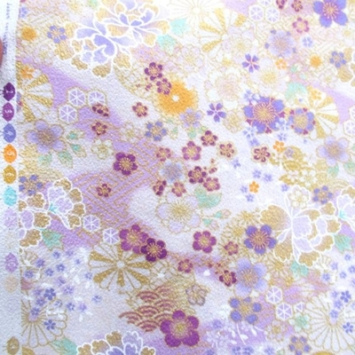 和柄　桃花御所　エンボス加工　紫色　(9783)