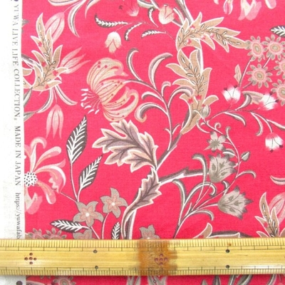 CLASSIC BOTANICAL FLOWER  (9789-2) RED色 麻綿混