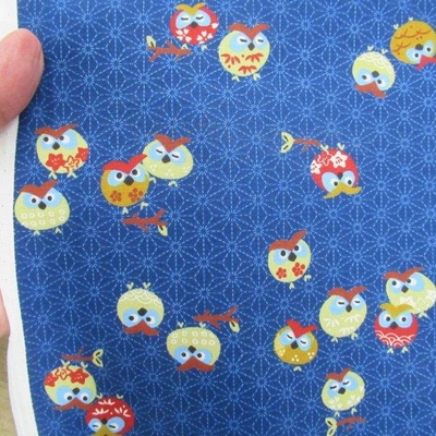 麻の葉+ふくろう　紺色系　(9650-1)