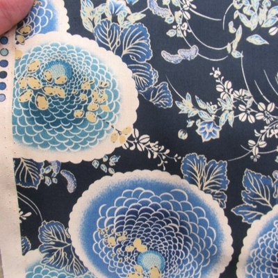 YUWA  和柄　なおみcollection 花柄　ネイビー色　(9684)