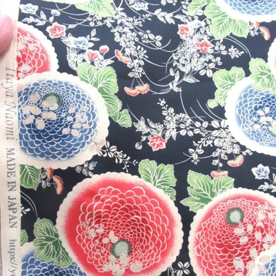 YUWA  和柄　なおみcollection 花柄　クロ色　(9718)