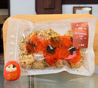 満田屋&times;江川米菓店　結べこせんべい　梅しそ　　25ｇ