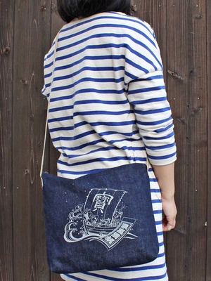 真田紐デニムショルダーポーチ（大）