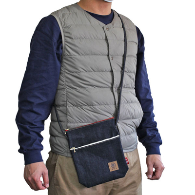 デニムwファスナーショルダーポーチ