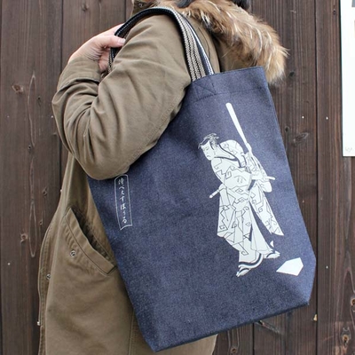 レトロデニムバッグ（紐色ベージュ）