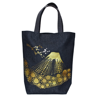 富士金箔銀箔縦長トートバッグ