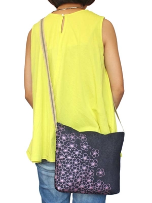 小紋柄真田紐デニムショルダーポーチ大