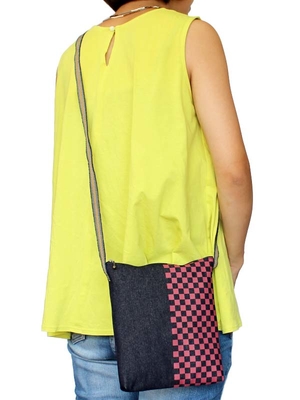 小紋柄真田紐デニムショルダーポーチ