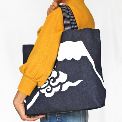 インディゴ横長バッグ