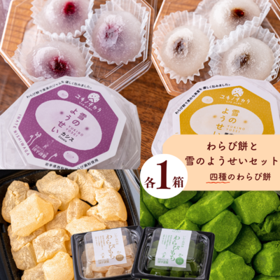 わらび餅（2種）と雪のようせい（2種）セット