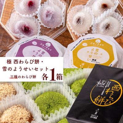 〈西わらび粉100％〉極　西わらび餅・雪のようせいセット