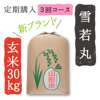 【定期購入】令和7年産新食感雪若丸玄米30kg　3回定期