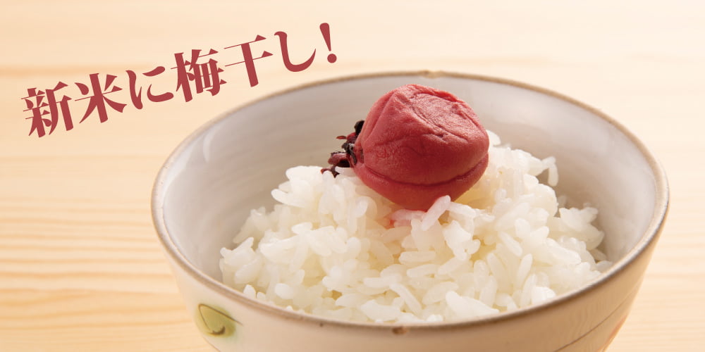 新米に梅干し