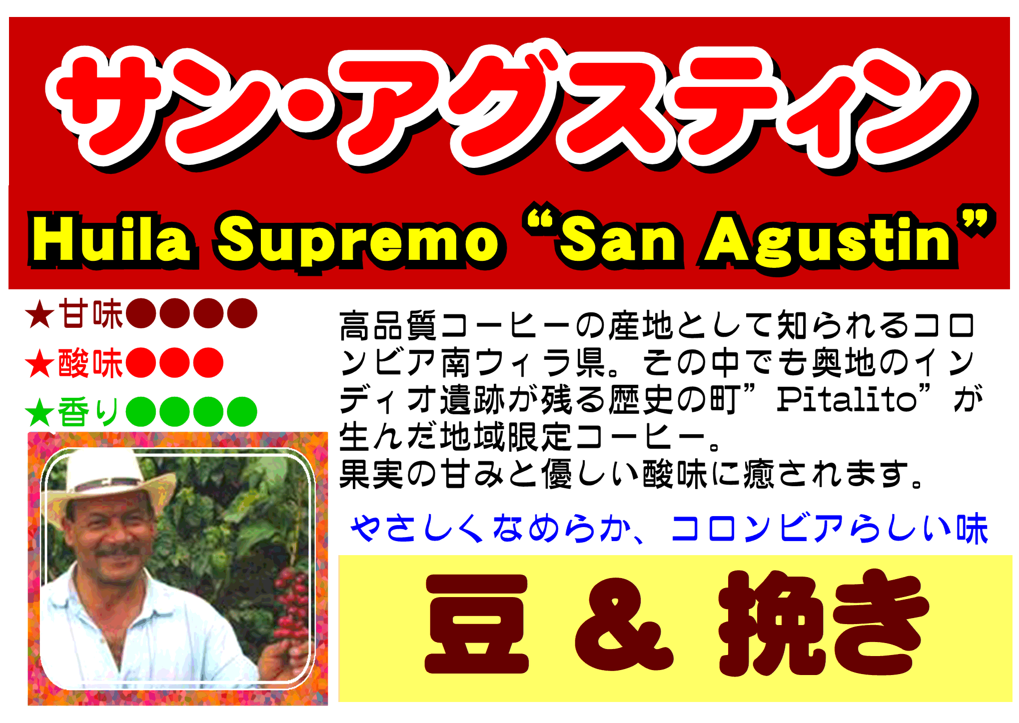 コロンビア サンアグスティン | 加賀コーヒー店