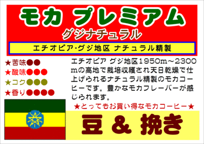 《4月のおすすめ！》モカプレミアム グジナチュラル 