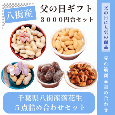 父の日ギフト 千葉県八街産落花生5点セット｜おつまみ・甘納豆・ゆで落花生入り