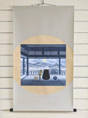 くまモン掛軸 月見