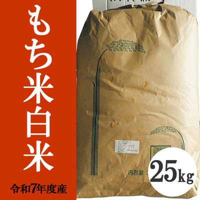 無肥料無農薬米（自然栽培米）もち米　白米25kg